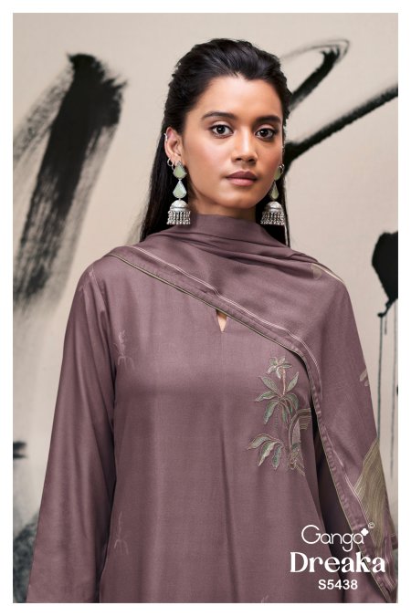 Dreaka 5438 By Ganga Wool Pashmina Dress Materials